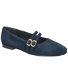 Bella Vita Women's Davenport Mary Jane Flats In Navy Suede Leather