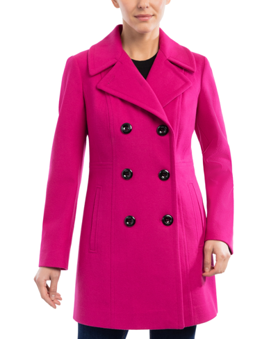 Anne Klein Women's Double-breasted Wool Blend Peacoat, Created For Macy's In Orchid Flower