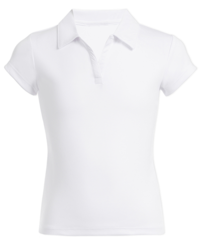 Nautica Big Girls Plus Short Sleeve Knit Performance Polo Shirt In White