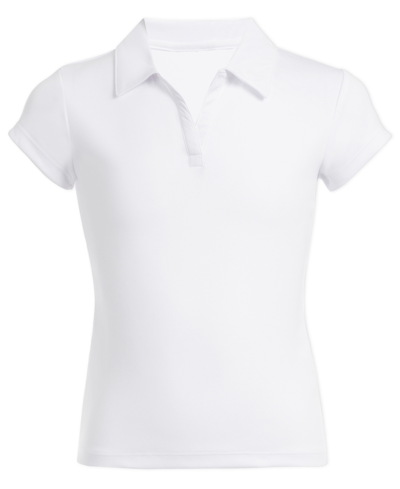 Nautica Kids' Big Girls Plus Short Sleeve Knit Performance Polo Shirt In White