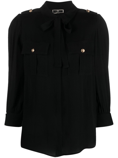 Elisabetta Franchi Pussy-bow Collar Shirt In Black