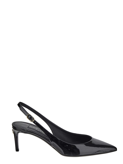 Dolce & Gabbana Patent Leather `cardinale` Slingbacks In Black