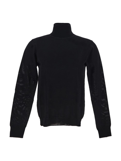 Maison Margiela Work In Progress High Neck Sweater In Black