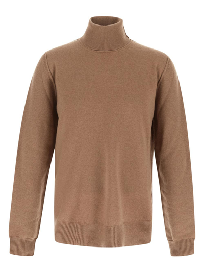 Maison Margiela High-neck Cashmere Sweater In Brown