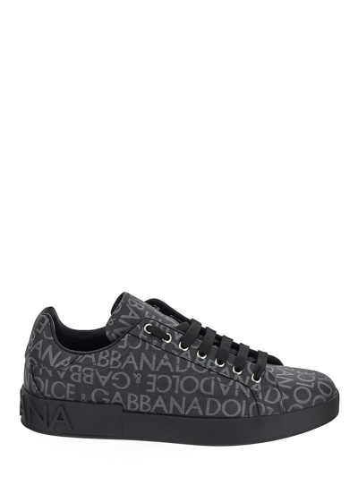 DOLCE & GABBANA COATED JACQUARD PORTOFINO SNEAKERS,CS1772AN2378B969