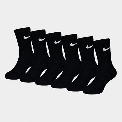 NIKE NIKE LITTLE KIDS' DRI-FIT CREW SOCKS (6-PACK) SIZE 5-7 COTTON/NYLON/POLYESTER