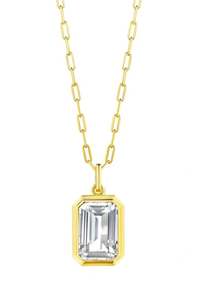 House Of Frosted 14k Gold Plated Sterling Silver White Topaz Pendant Necklace