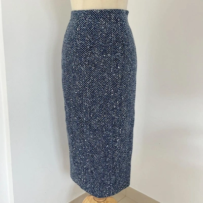Pre-owned Alessandra Rich Navy Blue , Blue, White And Silver Sequined Tweed