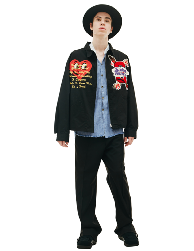 Saint Michael Denim Tears X   Embroidered Jacket In Black