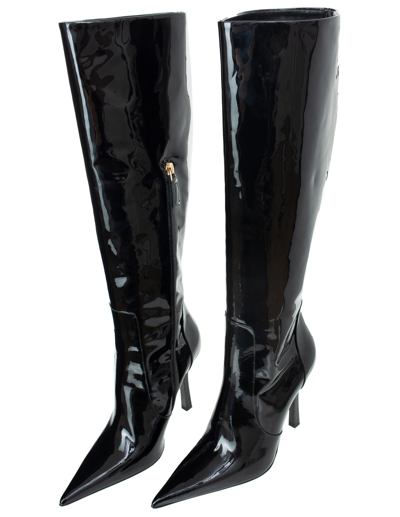 Blumarine 115mm Patent Leather Tall Boots In N0990 Nero