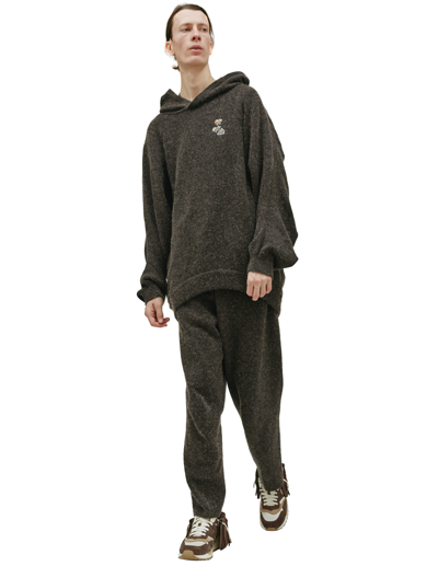 Doublet Wool Knit Hoodie In Grey