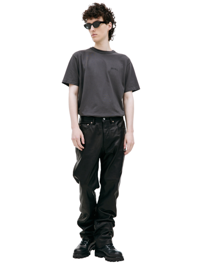 Btfl Straight Leather Trousers In Black