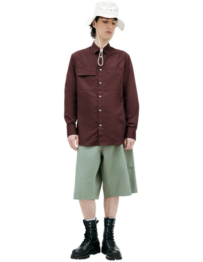 Jil Sander Longsleeve Button-up Shirt In Burgundy