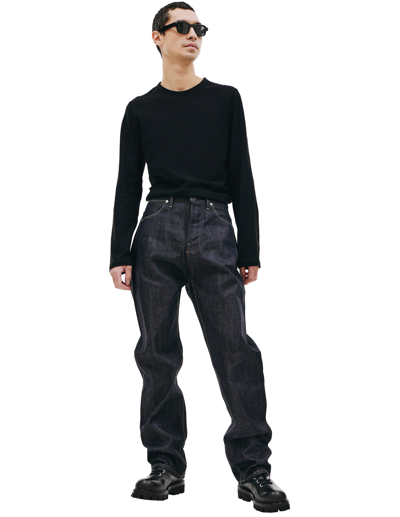 Jil Sander Men Blue Jeans With Belt Loops And Logo Patch On The Rear In Denim Man