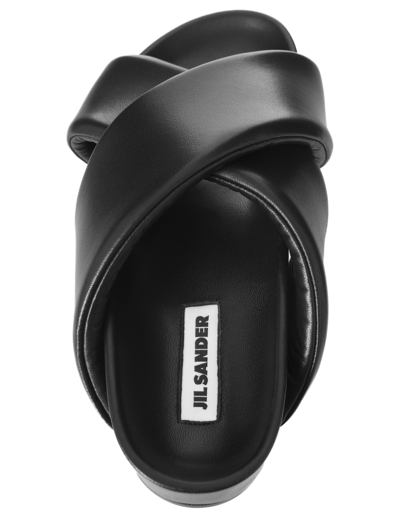 Jil Sander Crossover-strap Leather Sandals In Black