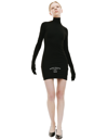 Vetements Logo-print Roll-neck Minidress In Black