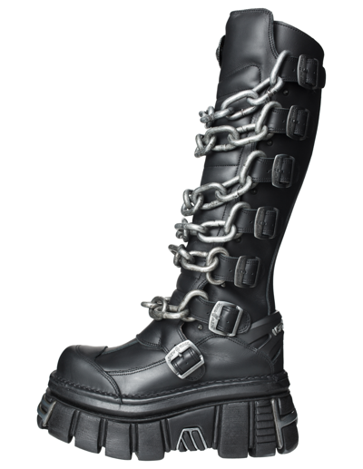 Vetements X New Rock Chain Link Boots In Black