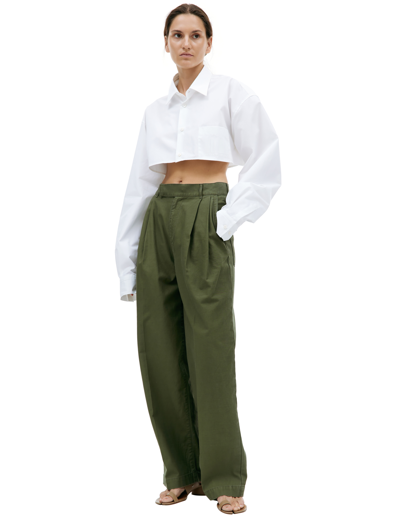 Undercover Pleated Wide-led Trousers In Khaki