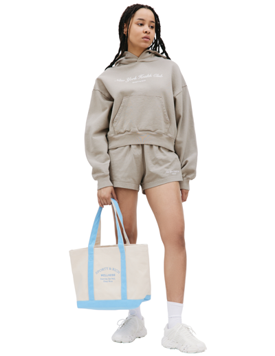Sporty And Rich Ny Health Club Cropped Hoodie In Khaki