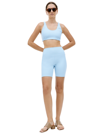 Sporty And Rich Sporty & Rich Logo Patch Racerback Ribbed Tank Top In Blue