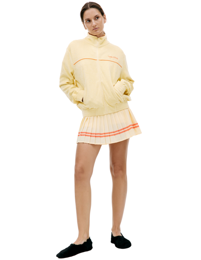 Sporty And Rich Cotton Zip Up Sweatshirt In Yellow
