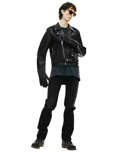 Doublet Glove Sleeve Rider's Leather Jacket In Black