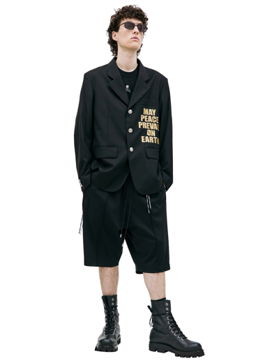Mastermind Japan 'may Peace' Embroidered Wool Blazer In Black