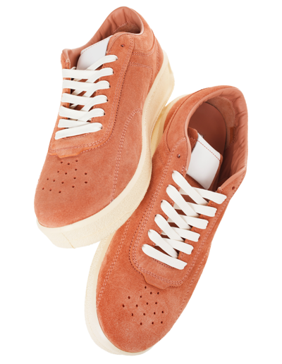 Jil Sander Leather Trainers With Logo In Orange