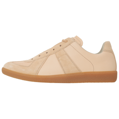 Maison Margiela Leather Replica Sneakers In Beige