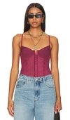 Free People Night Rhythm Corset Bodysuit In Mauve
