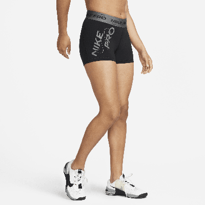 Nike Women's  Pro Mid-rise 3" Graphic Shorts In Black