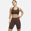 Nike Women's Universa Medium-support Mid-rise 8" Biker Shorts With Pockets In Brown