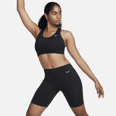 Nike Women's Universa Medium-support Mid-rise 8" Biker Shorts With Pockets In Black