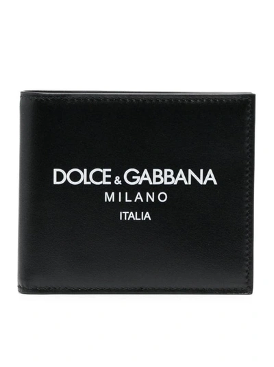 Dolce & Gabbana Calfskin Bifold Wallet With Logo In Multicolour