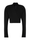 Alaïa Pin-detailed Wool-blend Cropped Wrap Jacket In Black