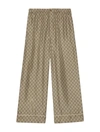 Gucci Gg Supreme Print Silk Trouser In Brown