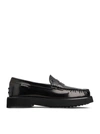 Tod's Block Heel Loafers Penny Strap In Black