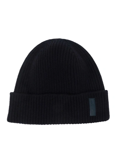 GIORGIO ARMANI LOGO-PATCH CASHMERE-KNIT BEANIE