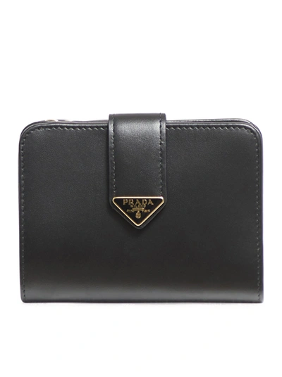 Prada Mini Wallet Zip In Black