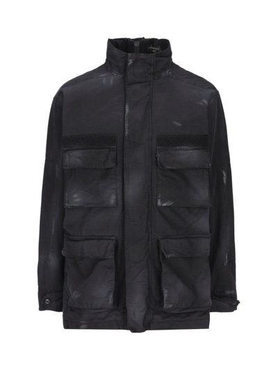 Balenciaga Double Front Parka Jacket In Black