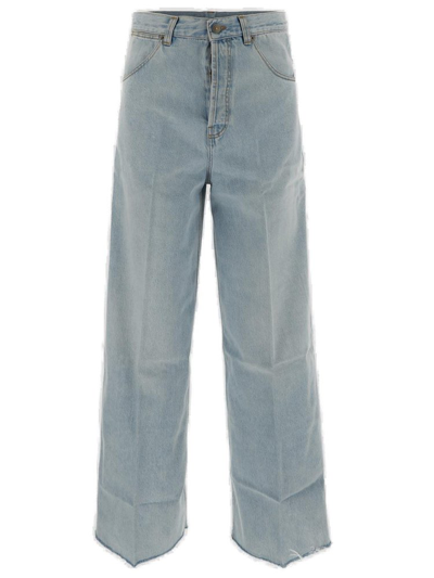 Gucci Logo Patch Straight Leg Jeans In Blue