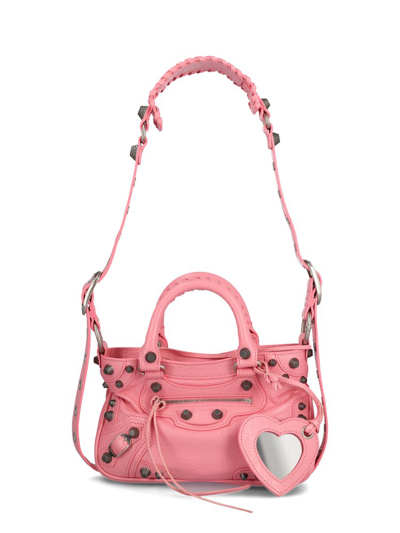 Balenciaga Small Neo Cagole Leather Shoulder Bag In Sweet Pink