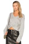 Alexander Wang T Twist Front Wool & Cashmere Sweater In Heather Grey