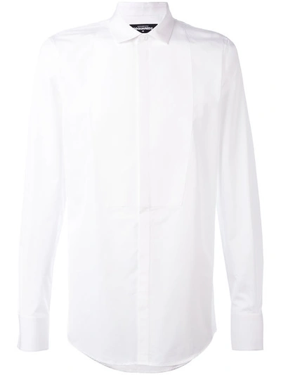 Dsquared2 Back Collar Logo Cotton Poplin Shirt In White