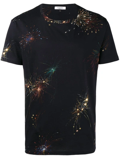 Gucci T-shirt Mit Feuerwerks-print In Black