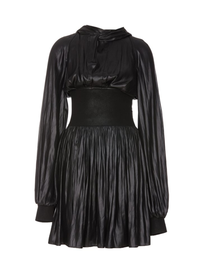 Bottega Veneta Tassel Detail Flared Dress In Black