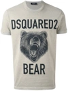 Dsquared2 Bear Printed Cotton Jersey T-shirt In Stone