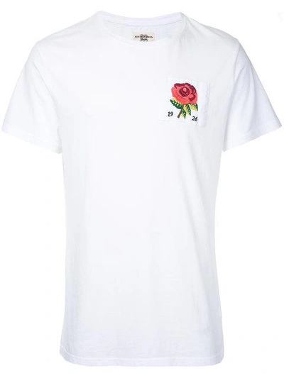 Kent & Curwen Slim-fit Appliquéd Distressed Cotton-jersey T-shirt In White
