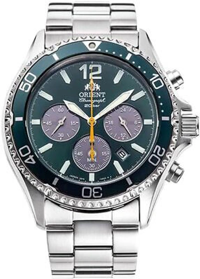 Pre-owned Orient Mako Solar Chronograph Rn-tx0204e Watch | Sapphire Crystal With Box