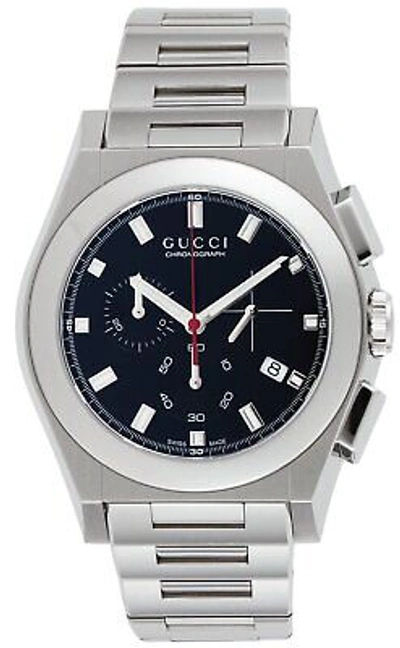 Pre-owned Gucci Watch Pantheon Black Dial Chronograph Day/date Ya115235 Men's Silver